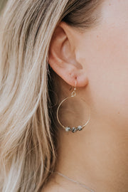 Gray Beaded Small Hoop Earrings
