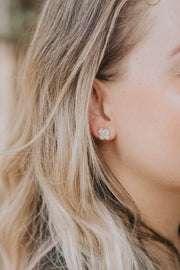 Rhinestone Floral Stud Earrings