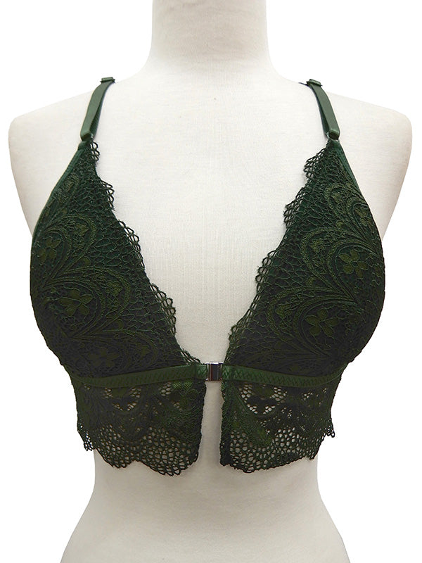 Lace Front Clasp Bralette Green