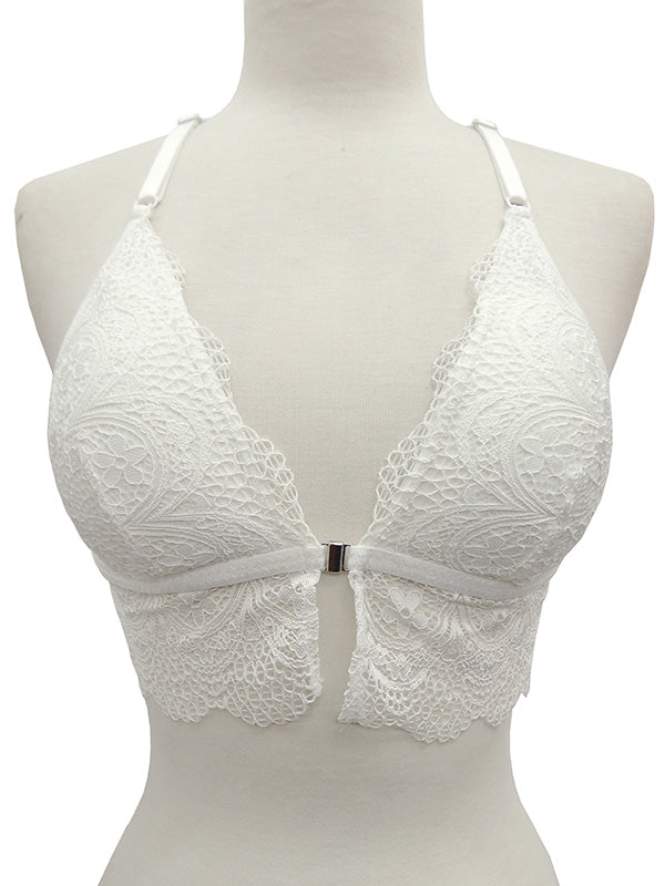 Lace Front Clasp Bralette Off-white